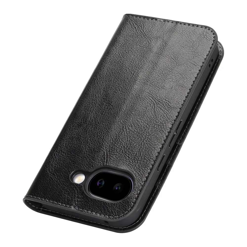 For Google Pixel 10a Case Crazy Horse Texture Split Leather Wallet Phone Cover - Black - 4