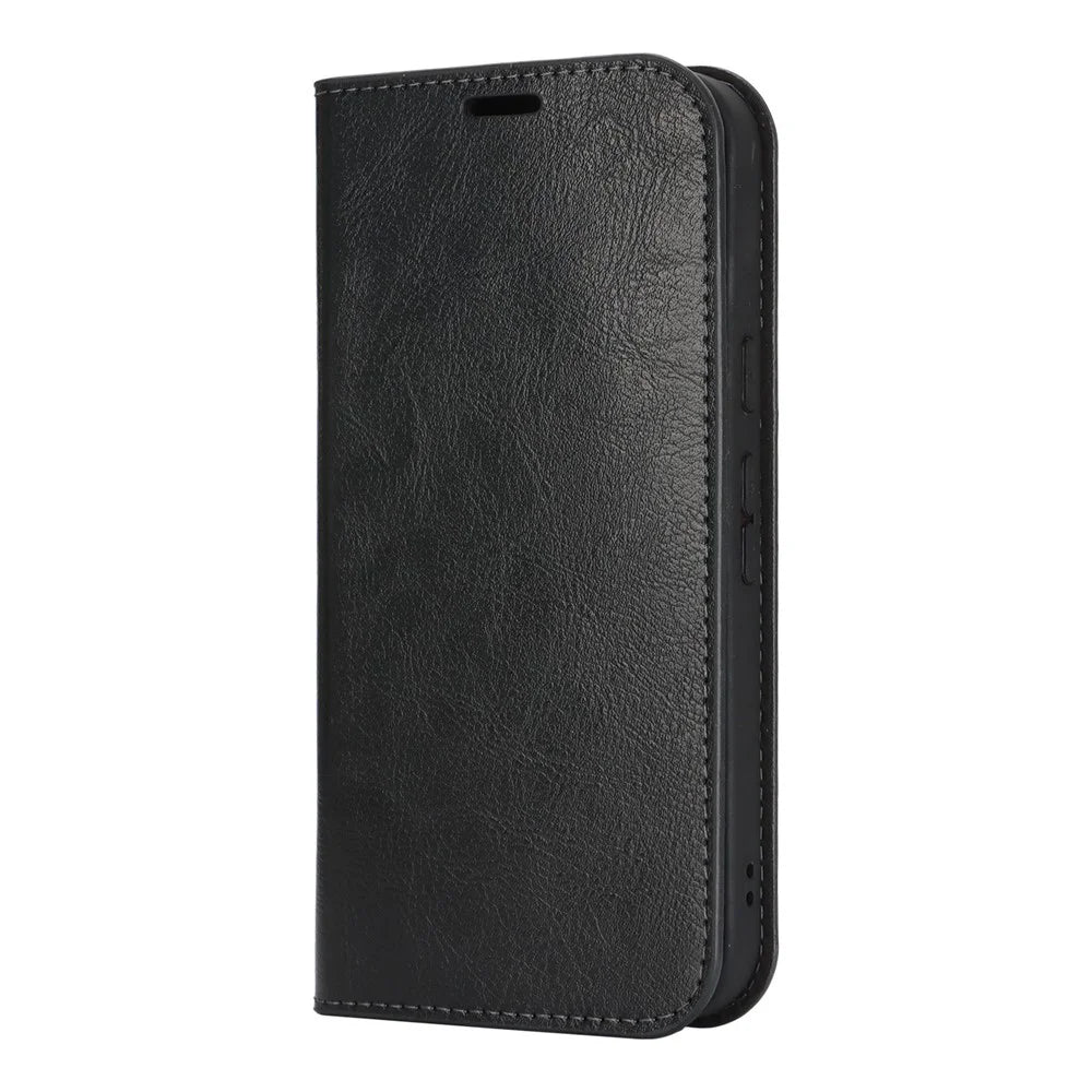 For Google Pixel 10a Case Crazy Horse Texture Split Leather Wallet Phone Cover - Black - 6
