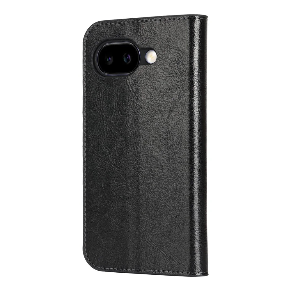 For Google Pixel 10a Case Crazy Horse Texture Split Leather Wallet Phone Cover - Black - 7