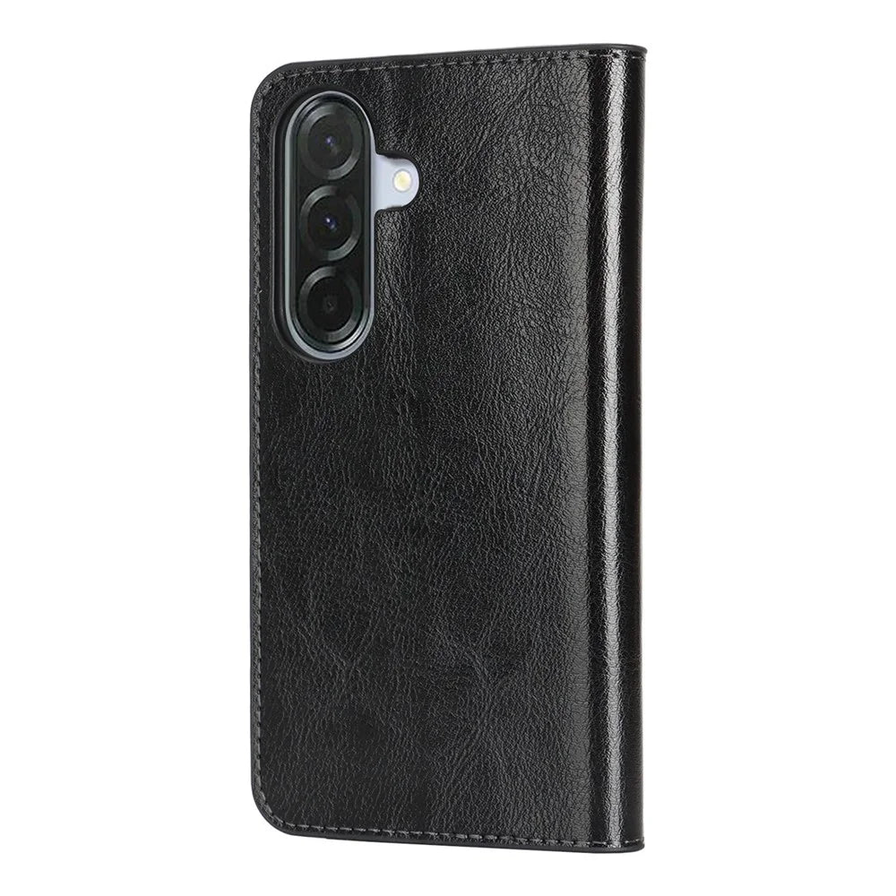 For Samsung Galaxy A37 5G Case Crazy Horse Texture Split Leather Wallet Phone Cover - Black - 7