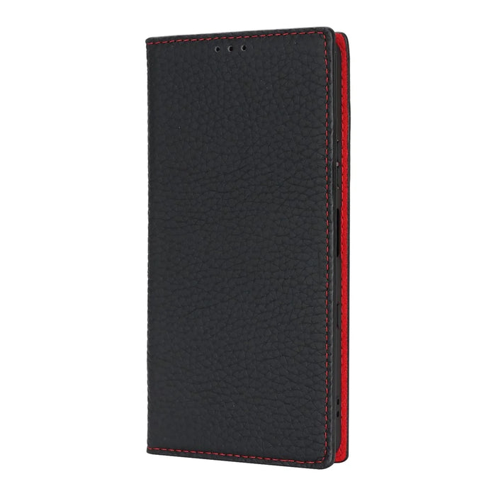 For Sony Xperia 10 VII Wallet Case Genuine Cow Leather Phone Cover Litchi Texture - Black - 7