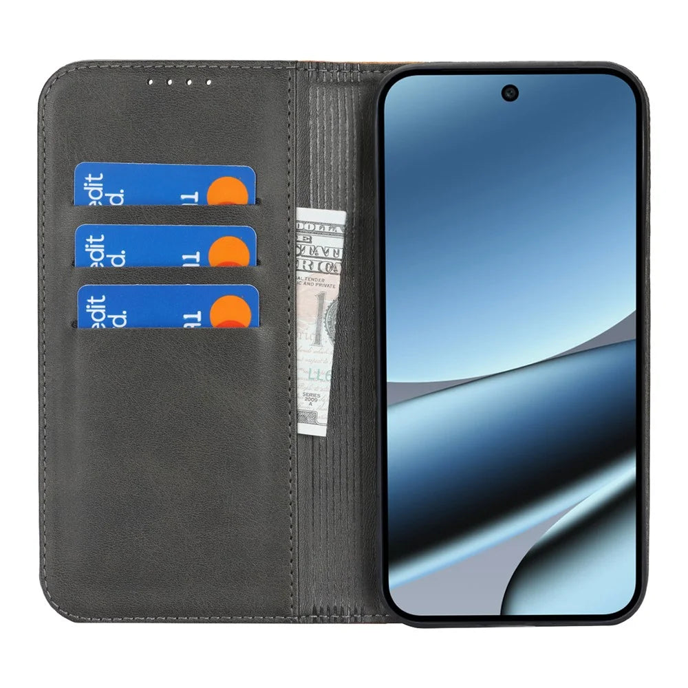 For Google Pixel 10 Pro XL Case Calf Texture 3 Card Slots Color Splicing Leather Phone Cover - Black+Yellow - 3