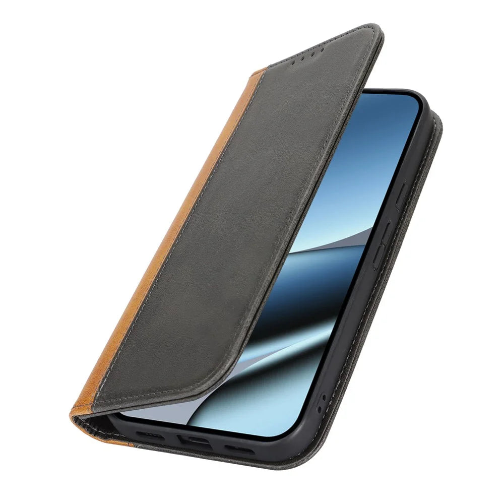 For Google Pixel 10 Pro XL Case Calf Texture 3 Card Slots Color Splicing Leather Phone Cover - Black+Yellow - 4