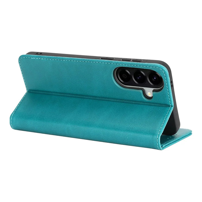 For Samsung Galaxy A57 5G Case PU Leather Calf Textured Magnetic Closing Smart Phone Cover - Sky Blue - 3