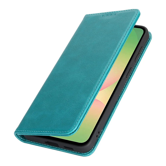 For Samsung Galaxy A57 5G Case PU Leather Calf Textured Magnetic Closing Smart Phone Cover - Sky Blue - 6
