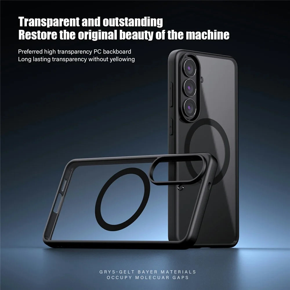 For Samsung Galaxy S26 Magnetic Case Hard PC + Soft TPU Shockproof Phone Cover - Black - 4