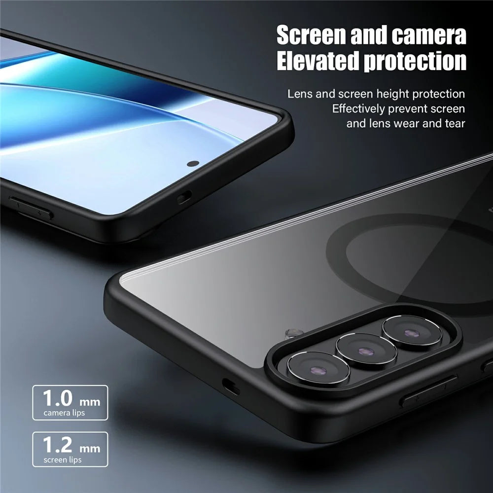 For Samsung Galaxy S26 Magnetic Case Hard PC + Soft TPU Shockproof Phone Cover - Black - 6