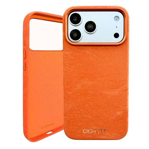 CICI-CITY For iPhone 17 Pro Magnetic Phone Case Velvet Texture IMD PC PU Back Cover - Orange - 1