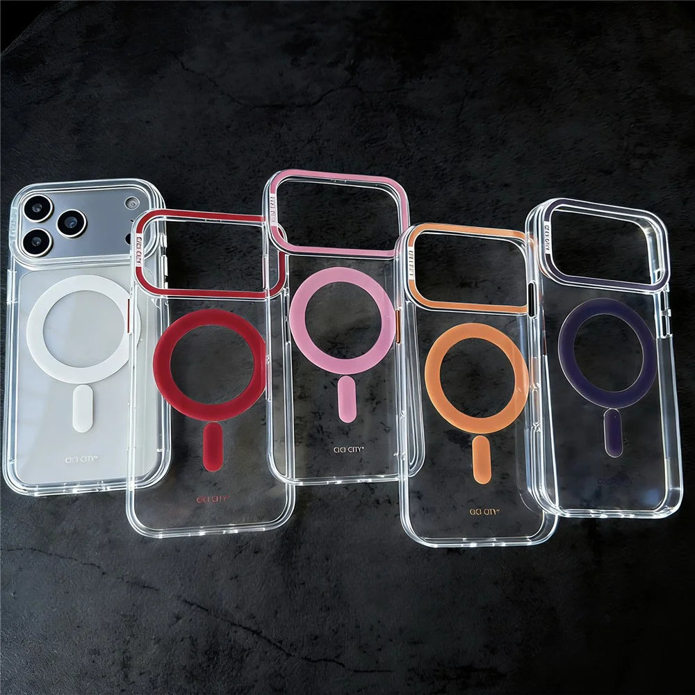CICI-CITY For iPhone 17 Pro Magnetic Clear Case IMD Hard PC Phone Back Cover Compatible with MagSafe - Orange - 5