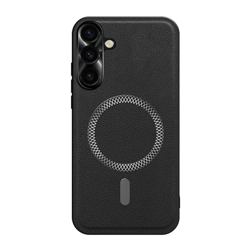For Samsung Galaxy A37 5G Case PU TPU PC Phone Back Cover with Metal Lens Frame - Black - 1