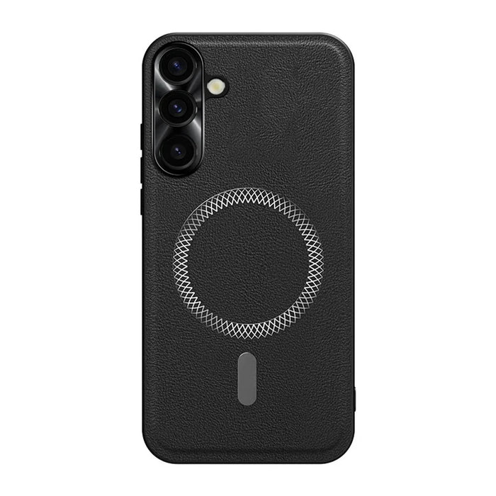 For Samsung Galaxy A37 5G Case PU TPU PC Phone Back Cover with Metal Lens Frame - Black - 1
