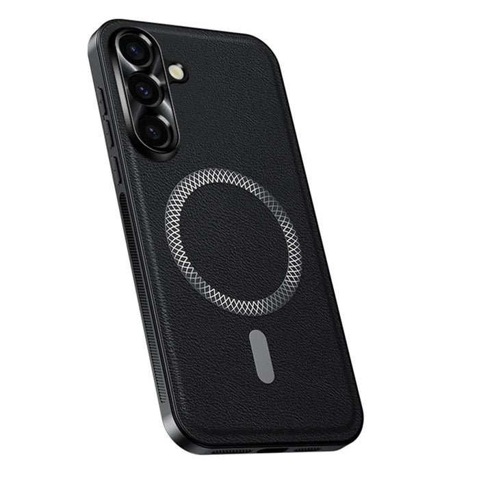 For Samsung Galaxy A37 5G Case PU TPU PC Phone Back Cover with Metal Lens Frame - Black - 2