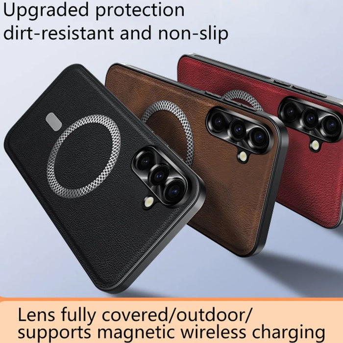 For Samsung Galaxy A37 5G Case PU TPU PC Phone Back Cover with Metal Lens Frame - Black - 7