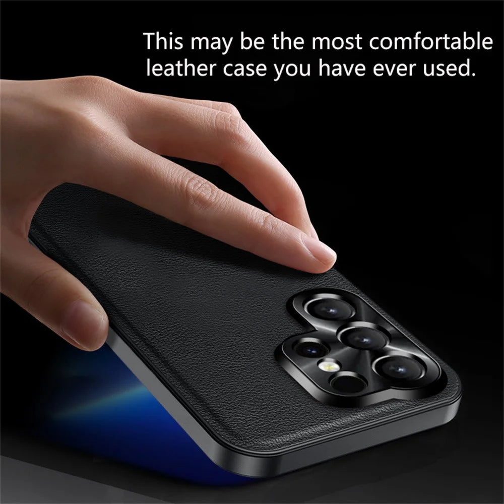 For Samsung Galaxy S26 Ultra Case PU + TPU + PC Phone Back Cover with Metal Lens Frame - Black - 3