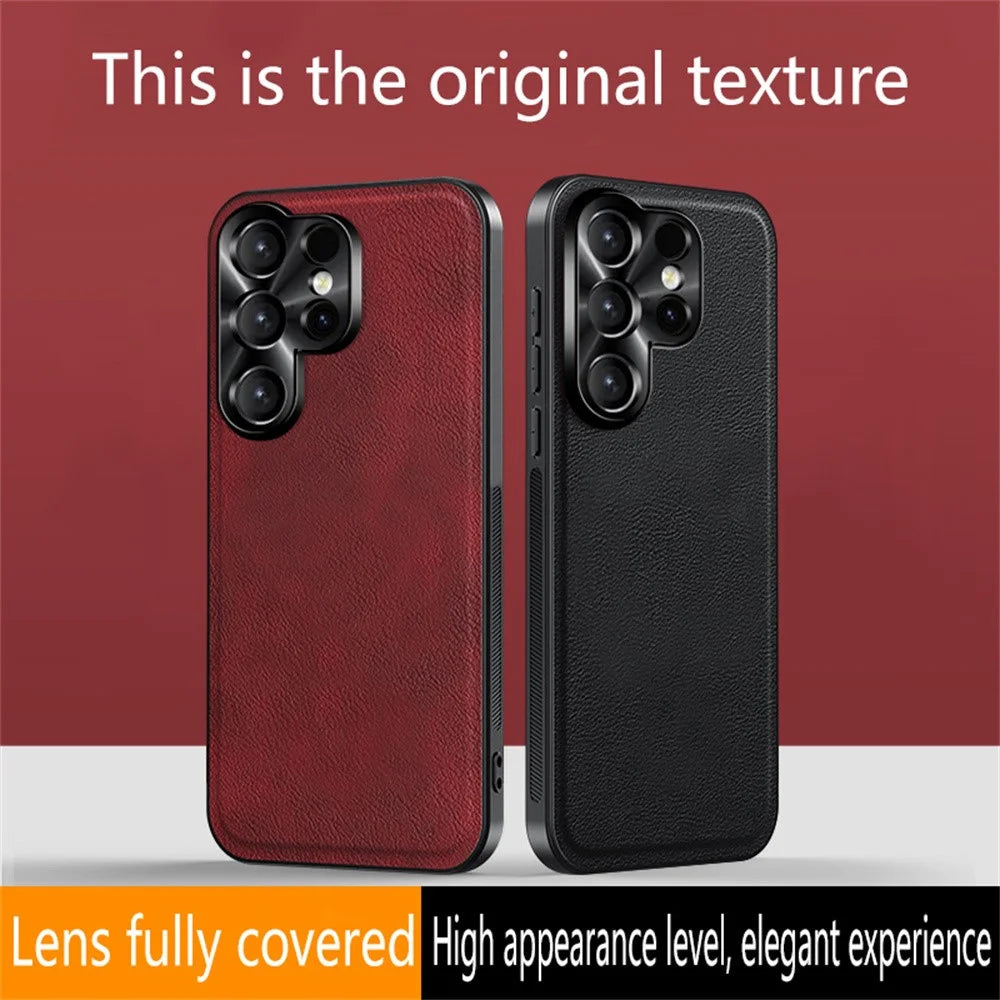 For Samsung Galaxy S26 Ultra Case PU + TPU + PC Phone Back Cover with Metal Lens Frame - Black - 7
