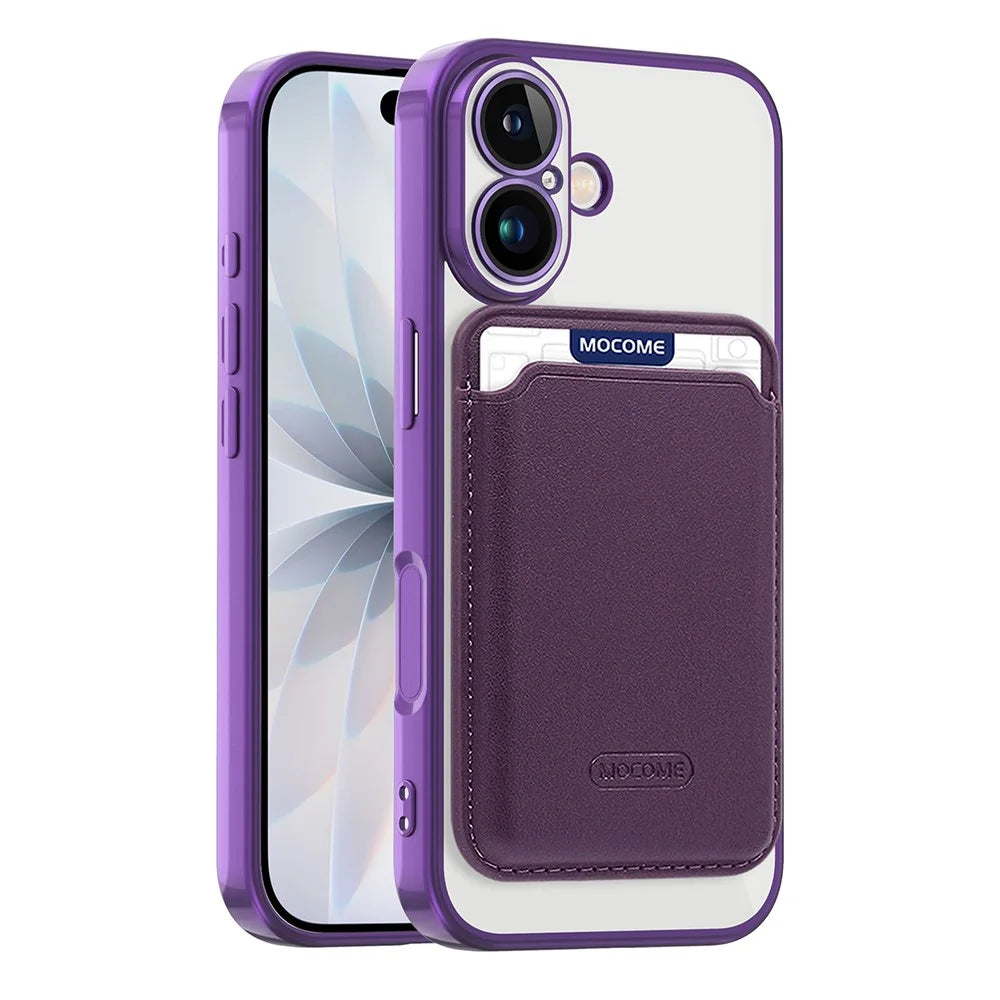 For iPhone 17 Case Compatible with MagSafe TPU + PC Mobile Cover with Card Bag - Purple - 1