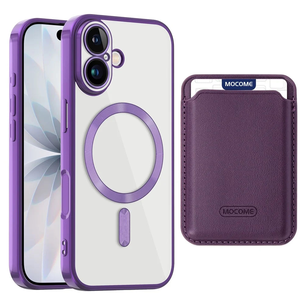 For iPhone 17 Case Compatible with MagSafe TPU + PC Mobile Cover with Card Bag - Purple - 2