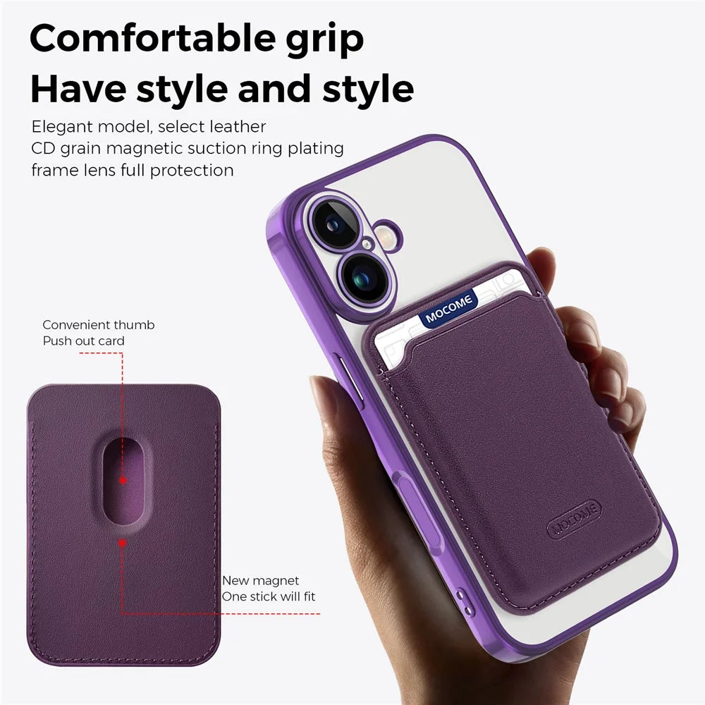 For iPhone 17 Case Compatible with MagSafe TPU + PC Mobile Cover with Card Bag - Purple - 3