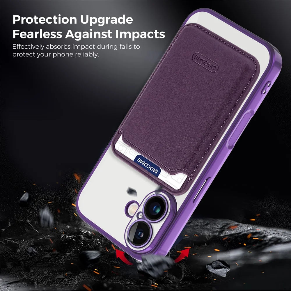 For iPhone 17 Case Compatible with MagSafe TPU + PC Mobile Cover with Card Bag - Purple - 4