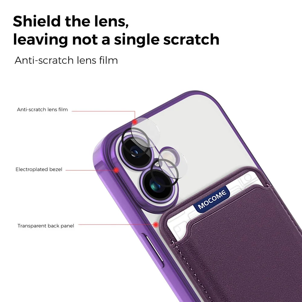 For iPhone 17 Case Compatible with MagSafe TPU + PC Mobile Cover with Card Bag - Purple - 5
