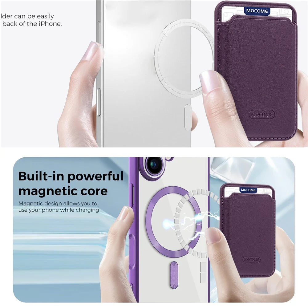 For iPhone 17 Case Compatible with MagSafe TPU + PC Mobile Cover with Card Bag - Purple - 7