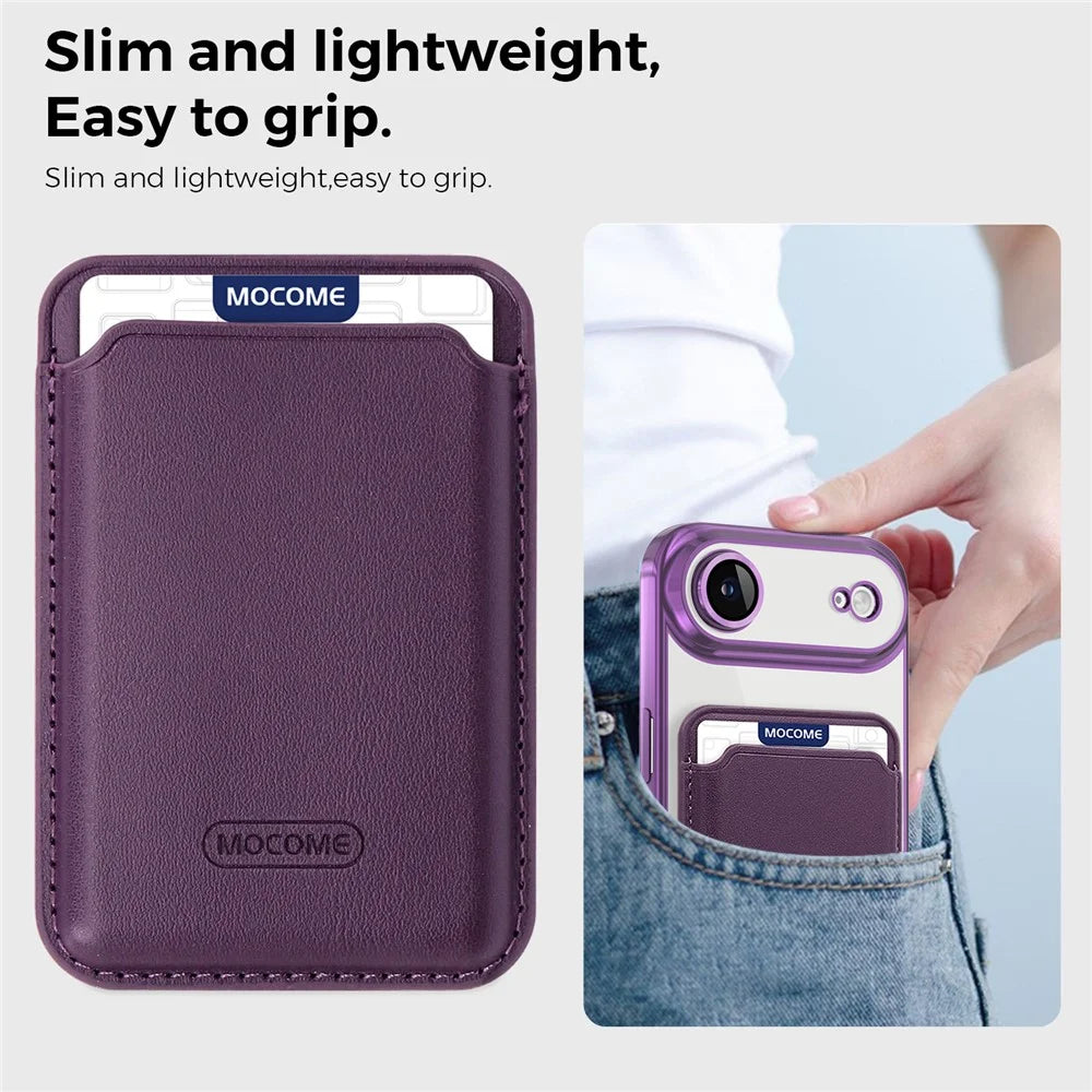 For iPhone Air Case with Detachable Card Holder Compatible with MagSafe Electroplated TPU + PC Phone Cover Built-in Lens Film - Purple - 6
