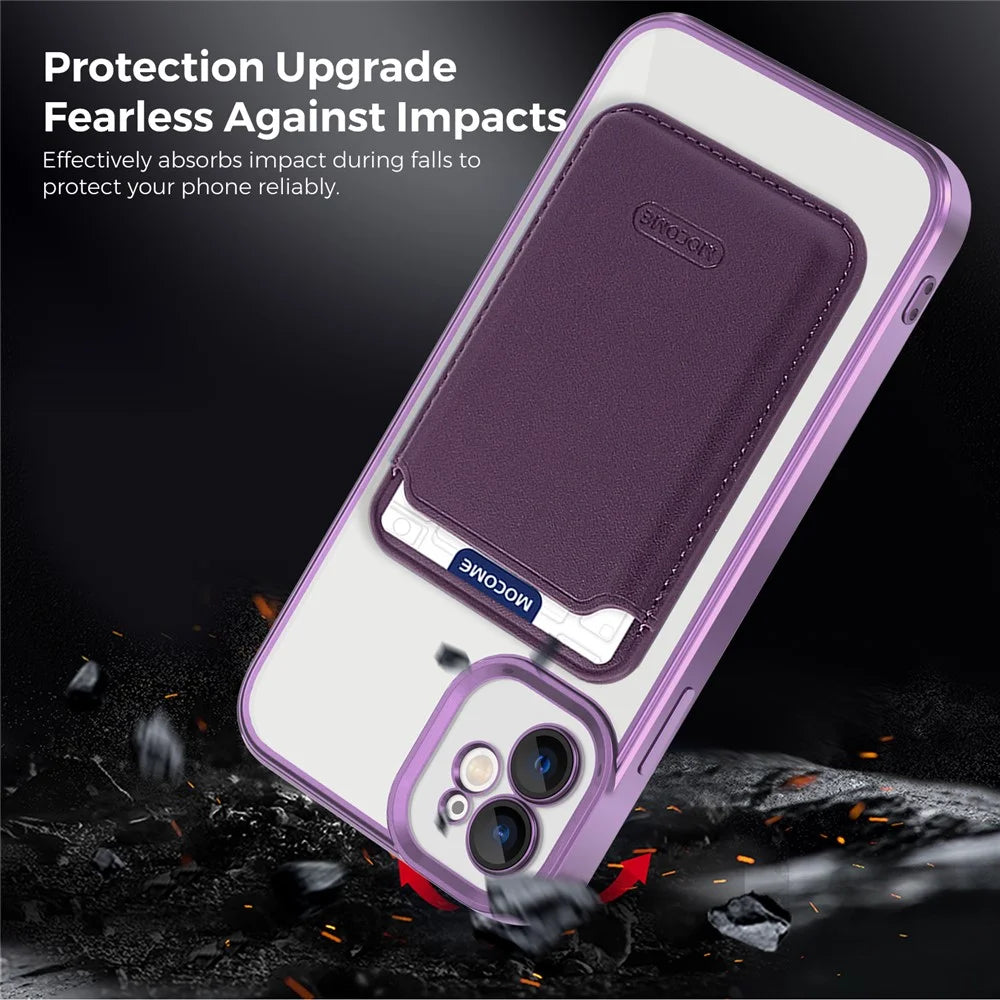 For iPhone 11 Magnetic Phone Case TPU + PC Mobile Cover with Card Bag - Purple - 4