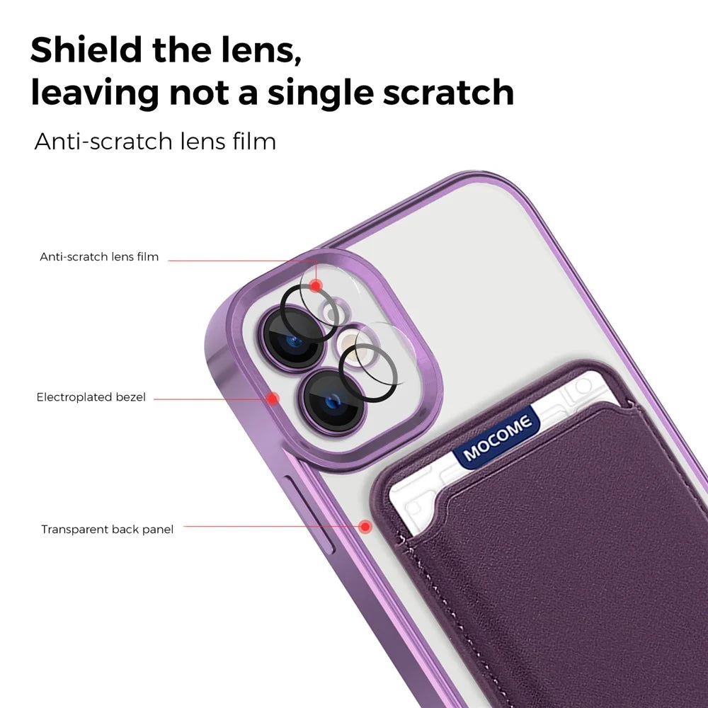 For iPhone 11 Magnetic Phone Case TPU + PC Mobile Cover with Card Bag - Purple - 5