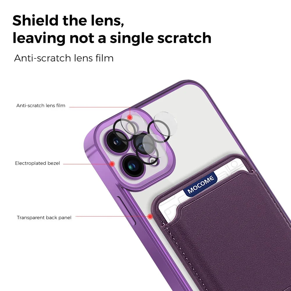 For iPhone 11 Pro Max Magnetic Phone Case TPU + PC Mobile Cover with Card Bag - Purple - 5