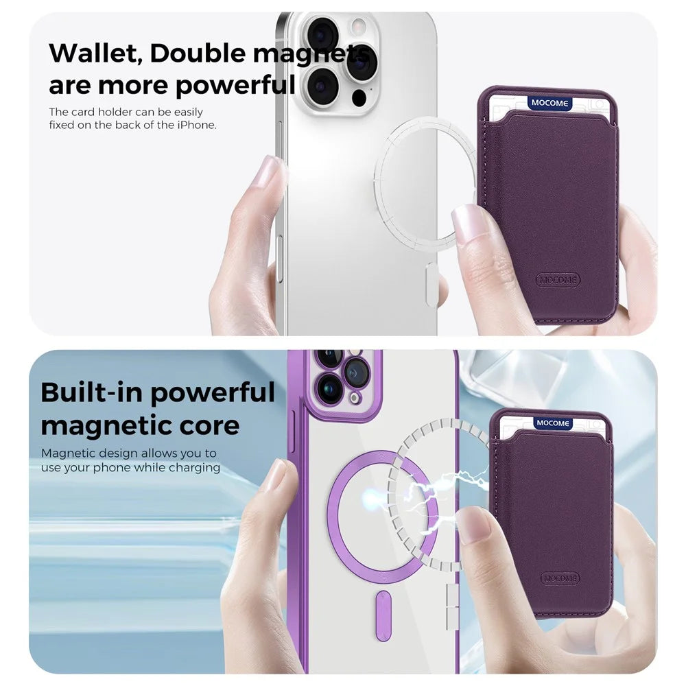 For iPhone 11 Pro Max Magnetic Phone Case TPU + PC Mobile Cover with Card Bag - Purple - 7