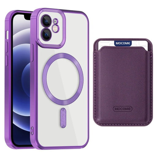 For iPhone 12 Case Compatible with MagSafe TPU + PC Mobile Cover with Card Bag - Purple - 2