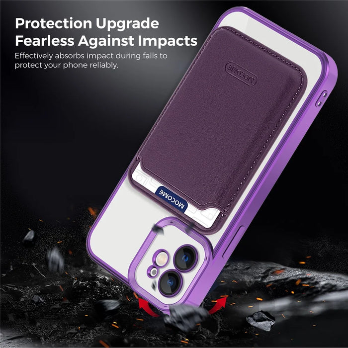 For iPhone 12 Case Compatible with MagSafe TPU + PC Mobile Cover with Card Bag - Purple - 4
