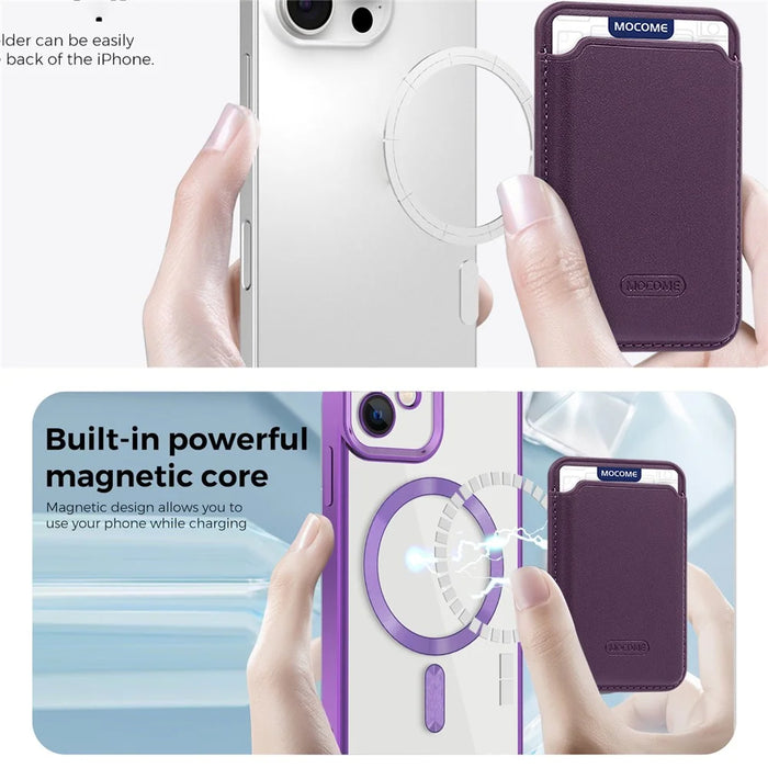 For iPhone 12 Case Compatible with MagSafe TPU + PC Mobile Cover with Card Bag - Purple - 7