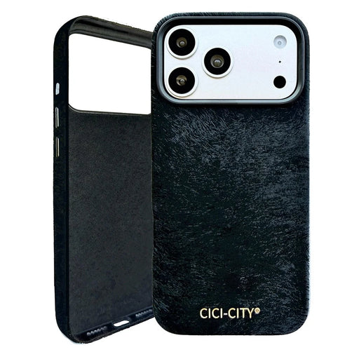 CICI-CITY For iPhone 17 Pro Max Magnetic Phone Case Velvet Texture IMD PC PU Back Cover - Black - 1