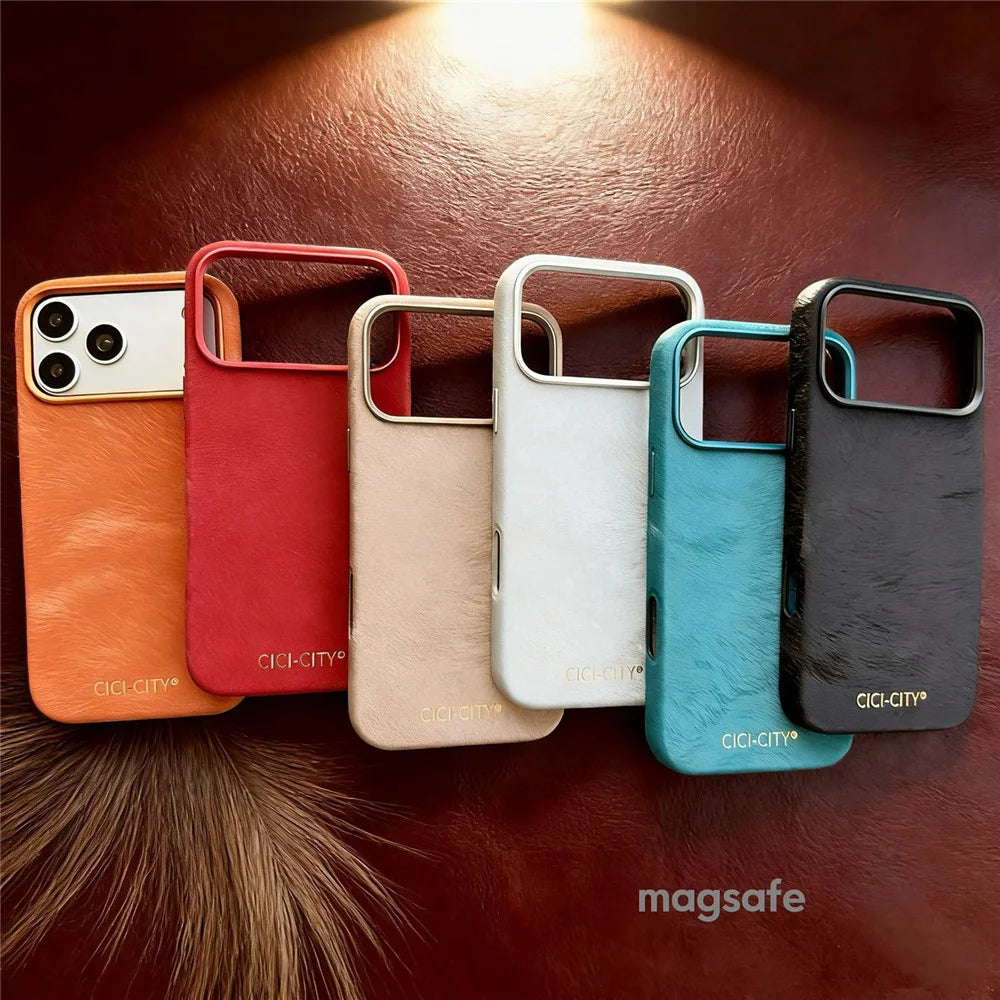 CICI-CITY For iPhone 17 Pro Max Magnetic Phone Case Velvet Texture IMD PC PU Back Cover - Black - 5