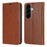 For Samsung Galaxy A57 5G Case Crazy Horse Texture Split Leather Wallet Phone Cover - Light Brown - 1