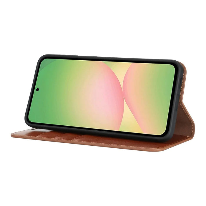 For Samsung Galaxy A57 5G Case Crazy Horse Texture Split Leather Wallet Phone Cover - Light Brown - 4