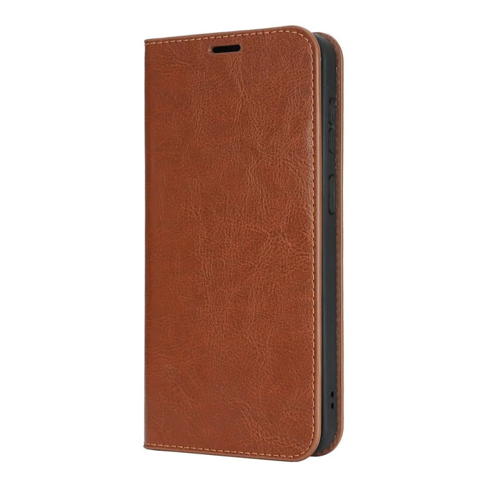 For Samsung Galaxy A57 5G Case Crazy Horse Texture Split Leather Wallet Phone Cover - Light Brown - 6