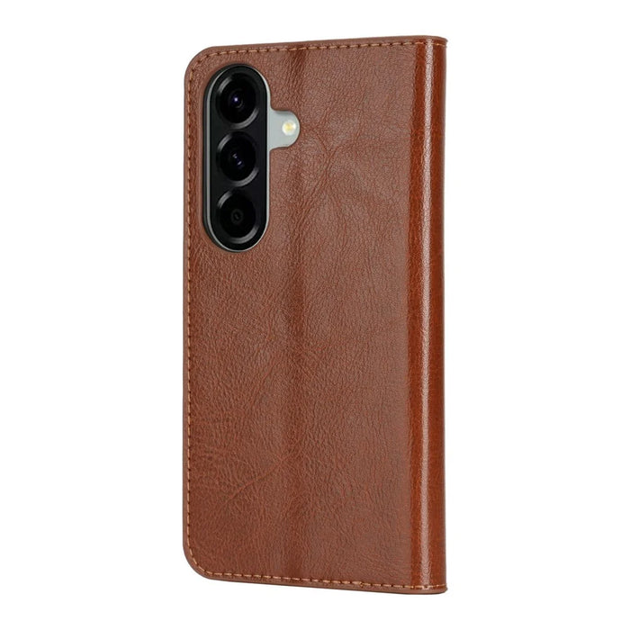 For Samsung Galaxy A57 5G Case Crazy Horse Texture Split Leather Wallet Phone Cover - Light Brown - 7