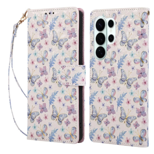For Samsung Galaxy S26 Ultra Case RFID Blocking Flower Leather Phone Cover - Butterfly Flower - 1