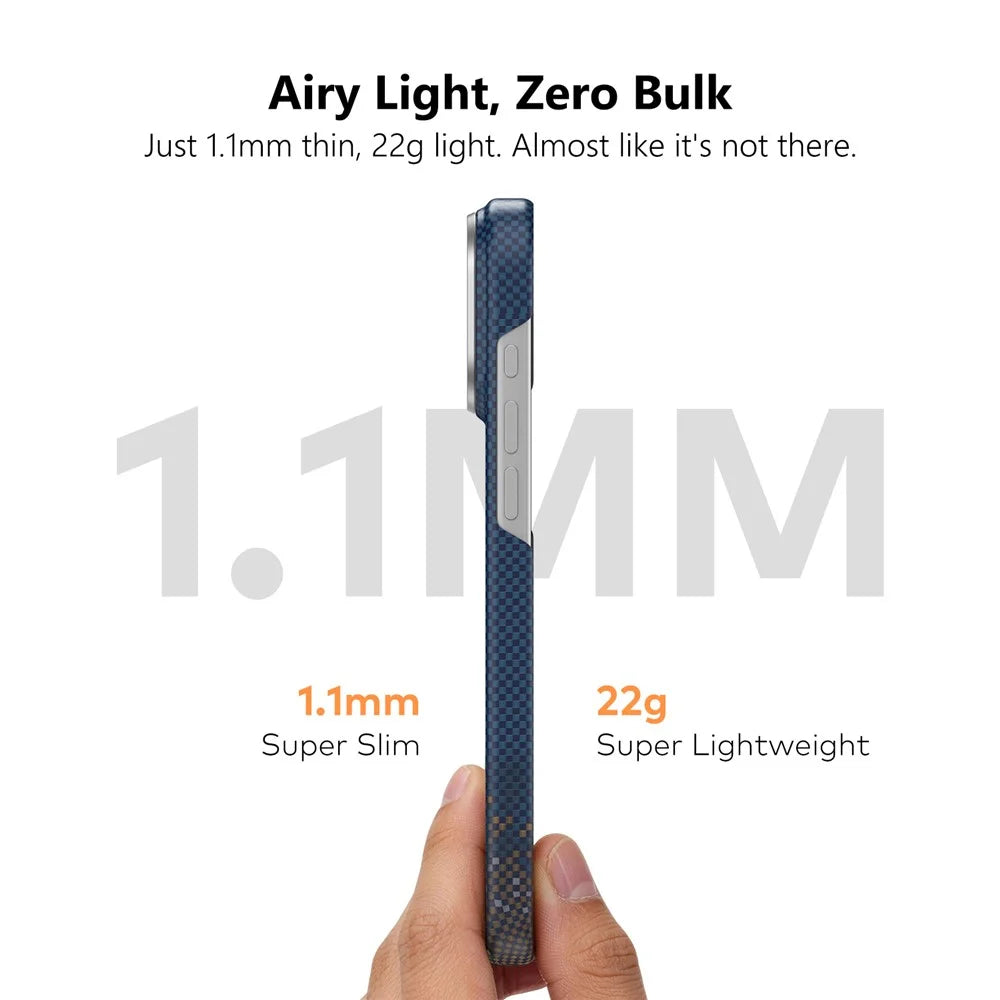 SOOPII For iPhone 17 Pro Case Compatible with MagSafe Seagull Sea Pattern Aramid Fiber Carbon Fiber Phone Cover - Dark Blue - 5