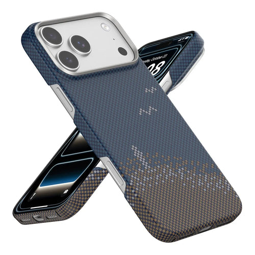 SOOPII For iPhone 17 Pro Max Case Compatible with MagSafe Seagull Sea Pattern Aramid Fiber Carbon Fiber Phone Cover - Dark Blue - 1