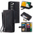 For Samsung  Galaxy S23 Zipper Wallet Phone Case Leather Folio Flip Cover Multi Card Slot Phone Shell with Strap - Black - 1
