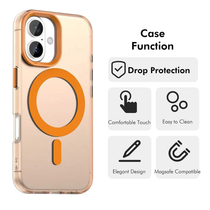 ENKAY HAT PRINCE For iPhone 17 Magnetic Case PC Clear Phone Cover with 9H Screen Protector + Aluminium Alloy Camera Lens Protector Compatible with MagSafe - Orange - 2