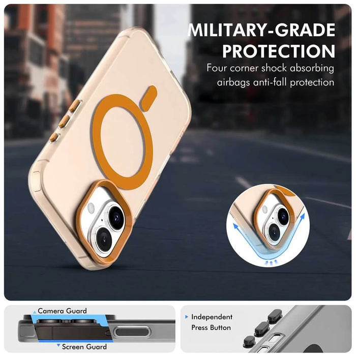 ENKAY HAT PRINCE For iPhone 17 Magnetic Case PC Clear Phone Cover with 9H Screen Protector + Aluminium Alloy Camera Lens Protector Compatible with MagSafe - Orange - 5