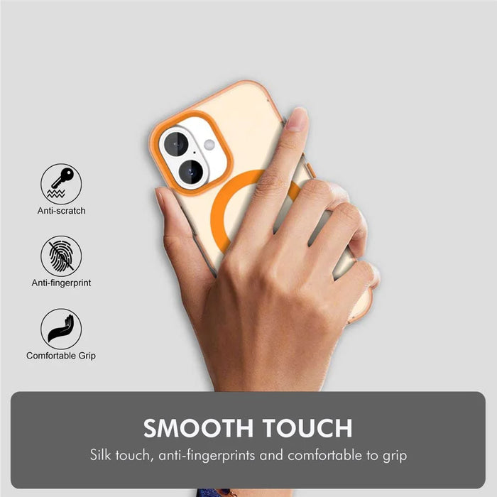 ENKAY HAT PRINCE For iPhone 17 Magnetic Case PC Clear Phone Cover with 9H Screen Protector + Aluminium Alloy Camera Lens Protector Compatible with MagSafe - Orange - 6