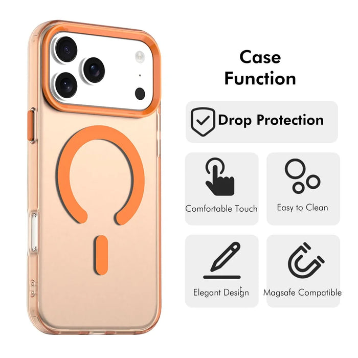 ENKAY HAT PRINCE For iPhone 17 Pro Max Magnetic Case PC Clear Phone Cover with 9H Screen Protector + Aluminium Alloy Camera Lens Protector Compatible with MagSafe - Orange - 2