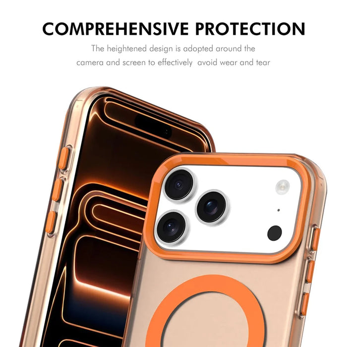 ENKAY HAT PRINCE For iPhone 17 Pro Max Magnetic Case PC Clear Phone Cover with 9H Screen Protector + Aluminium Alloy Camera Lens Protector Compatible with MagSafe - Orange - 4