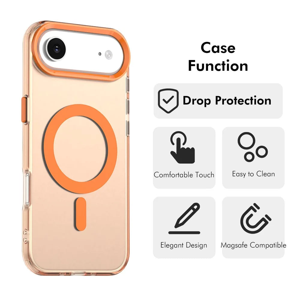 ENKAY HAT PRINCE For iPhone Air Magnetic Case PC Clear Phone Cover with 9H Screen Protector + Aluminium Alloy Camera Lens Protector Compatible with MagSafe - Orange - 2