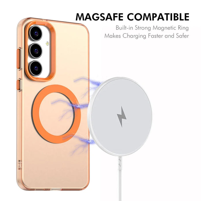 ENKAY HAT PRINCE Magnetic Case For Samsung Galaxy S25+  /  S24+ PC Clear Phone Cover with 0.18mm High Aluminium-silicon Glass Film + Aluminium Alloy Camera Lens Protector - Orange - 3